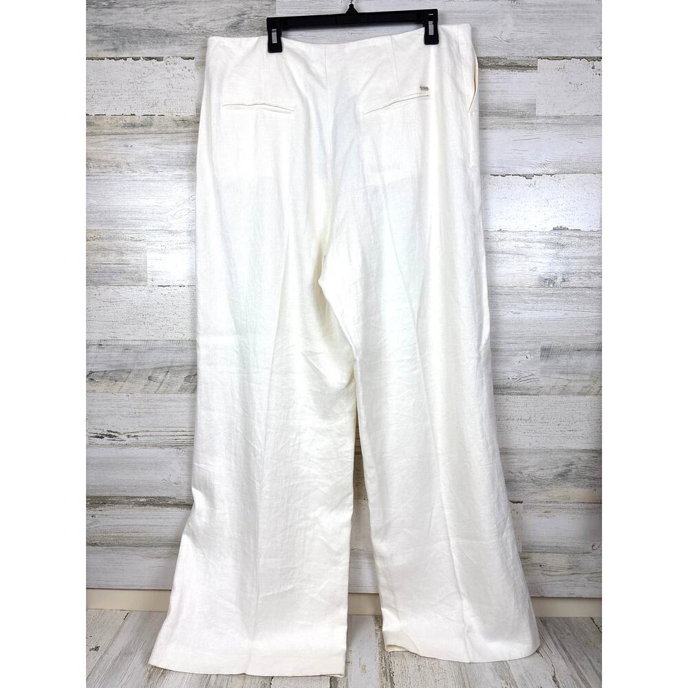 Hugo Boss Womens 16 Plus White Tapito Wide-Leg Designer Dress Trousers NEW - Picture 2 of 6